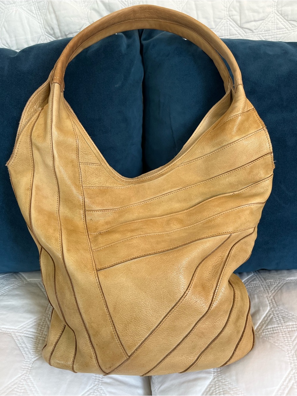 Latico Leathers Kiki Tan Leather Slouchy Shoulder Bag